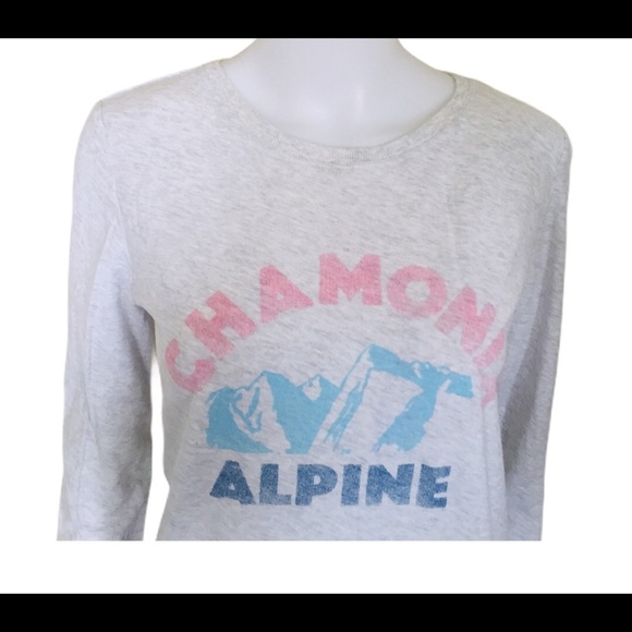 GAP Vintage Wash Alpine Mountain Champion Print Ski Top With Long Sleeves Grey S - Picture 4 of 13